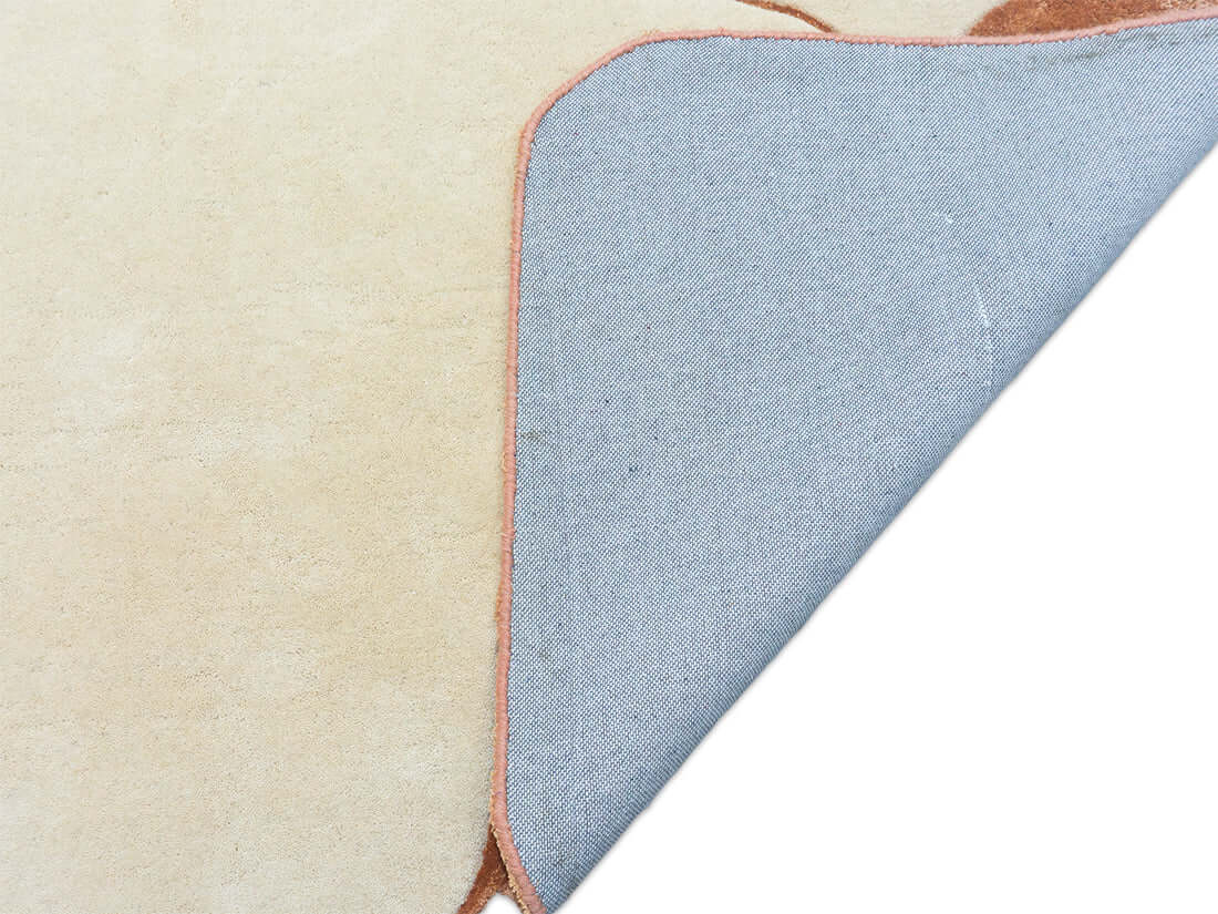 Handmade Abstract Wool Rug | Modern Ivory & Terracotta Rug
