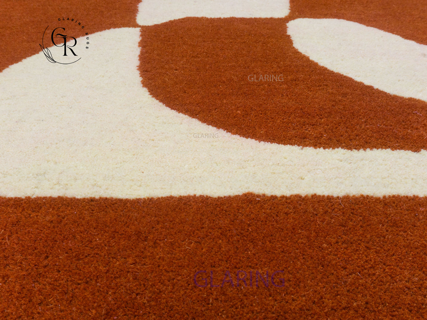 Abstract Terracotta Wool Rug | Hand-Tufted Geometric Rug
