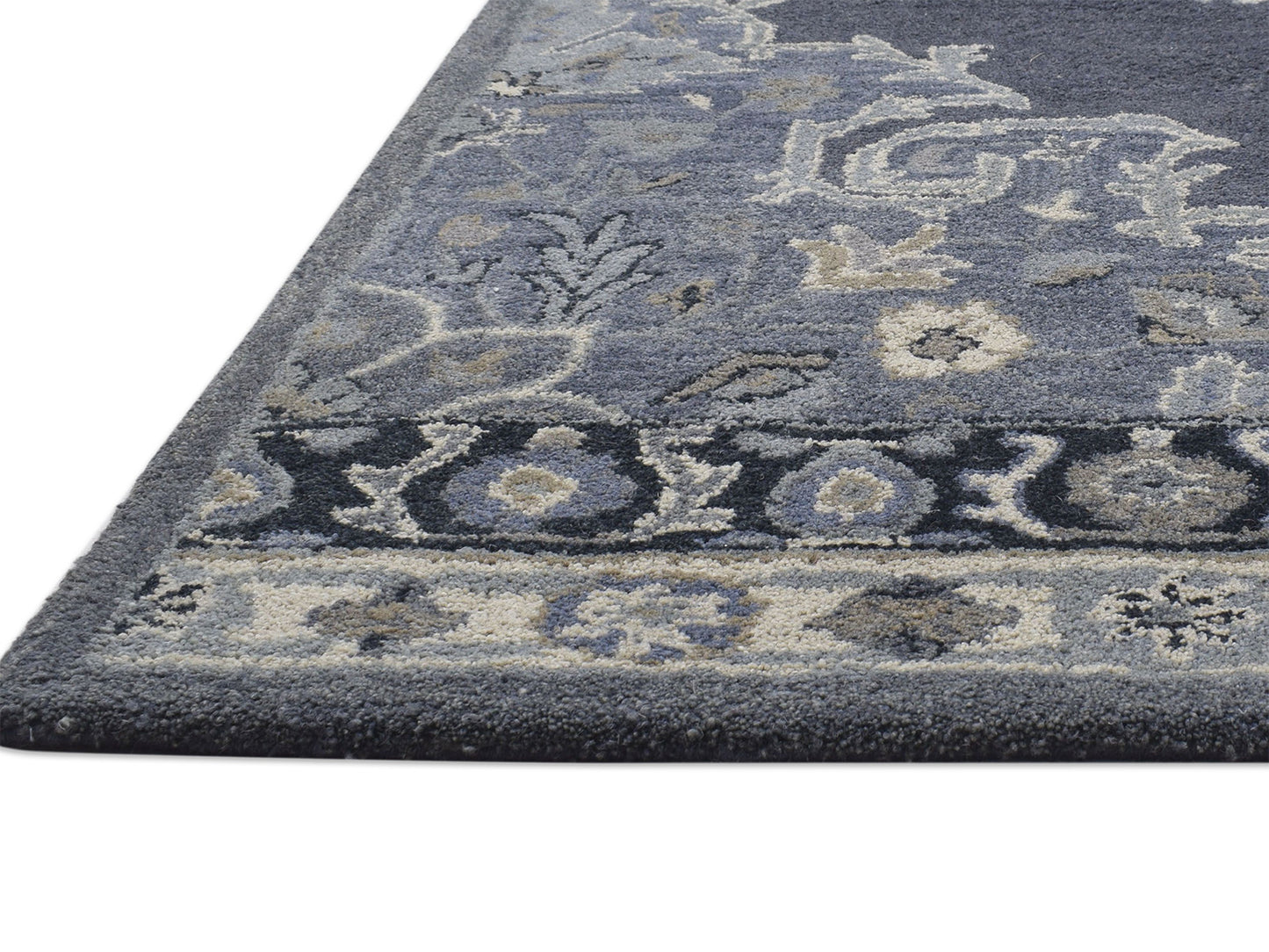 Handmade Heriz-Indian Rug | Oriental Design in Grey, Ivory & Beige