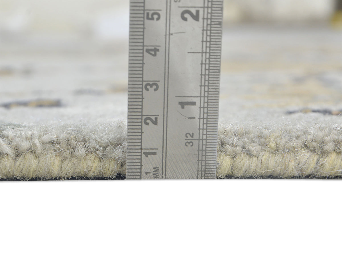 Handmade French Rug | Floral Design in Grey, Beige & Charcoal