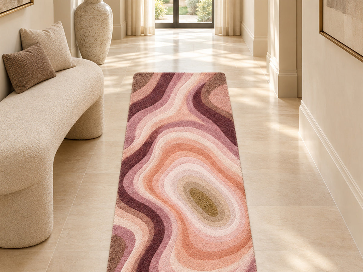 Blush Pink Abstract Topographic Hand-Tufted Wool Rug