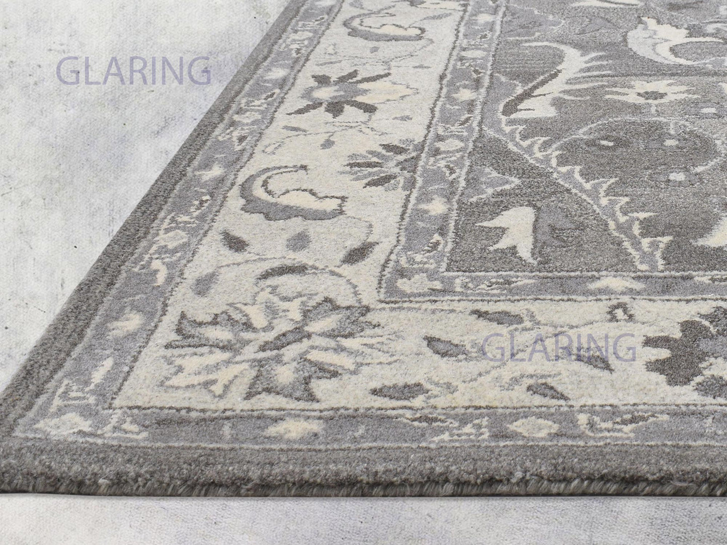 Handmade Oushak Rug | Oriental Design in Grey & Ivory