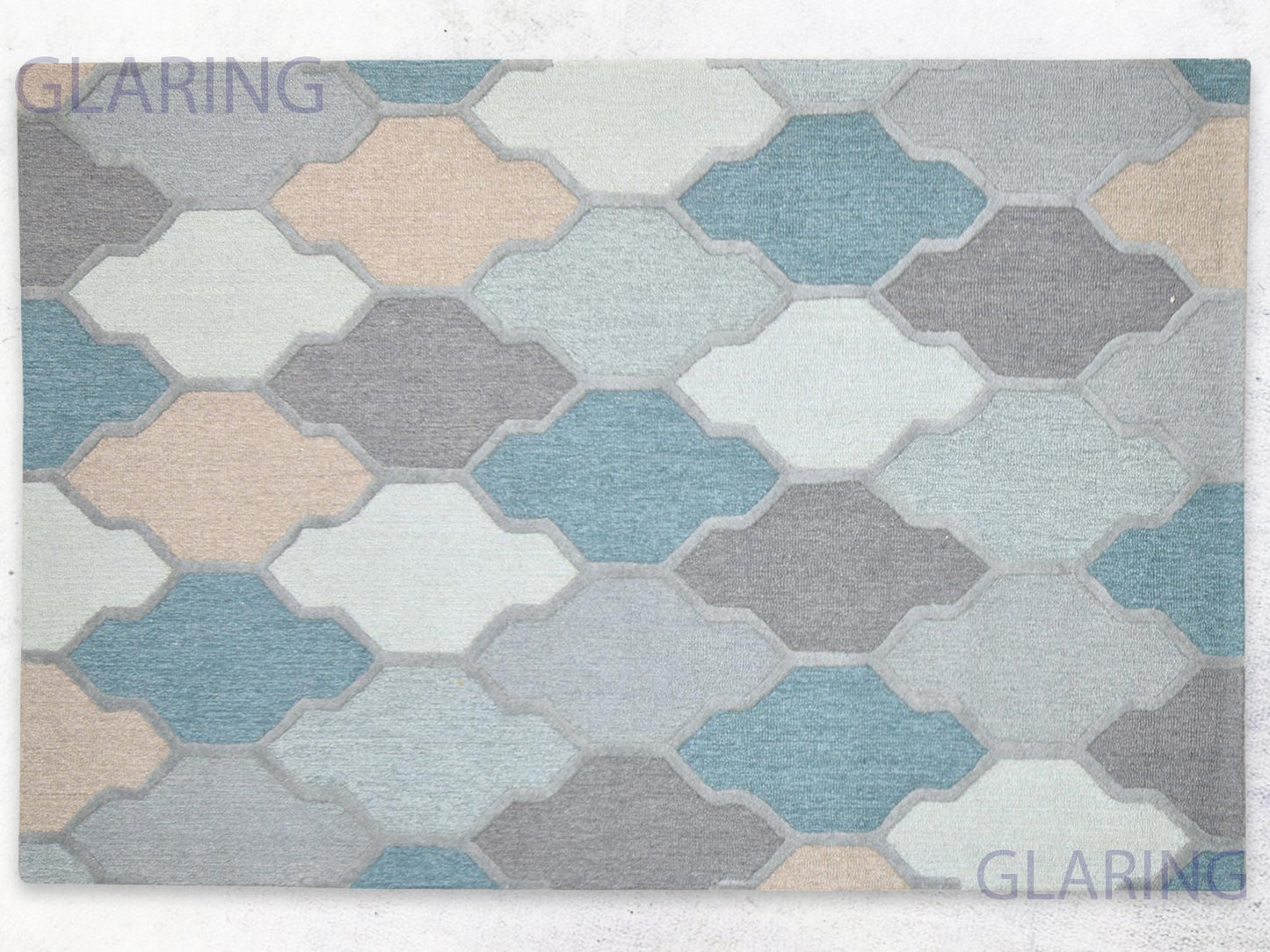 Handmade Scandinavian Rug | Geometric Design in Grey, Blue & Brown