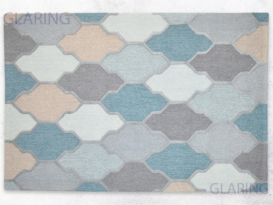 Handmade Scandinavian Rug | Geometric Design in Grey, Blue & Brown