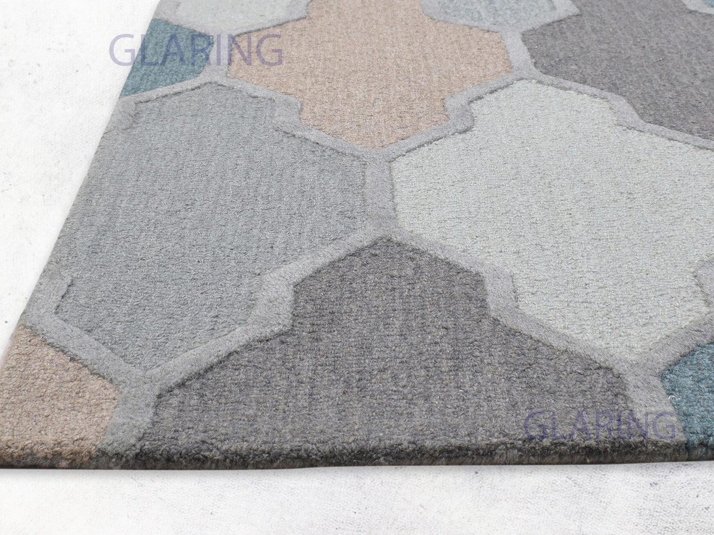 Handmade Scandinavian Rug | Geometric Design in Grey, Blue & Brown