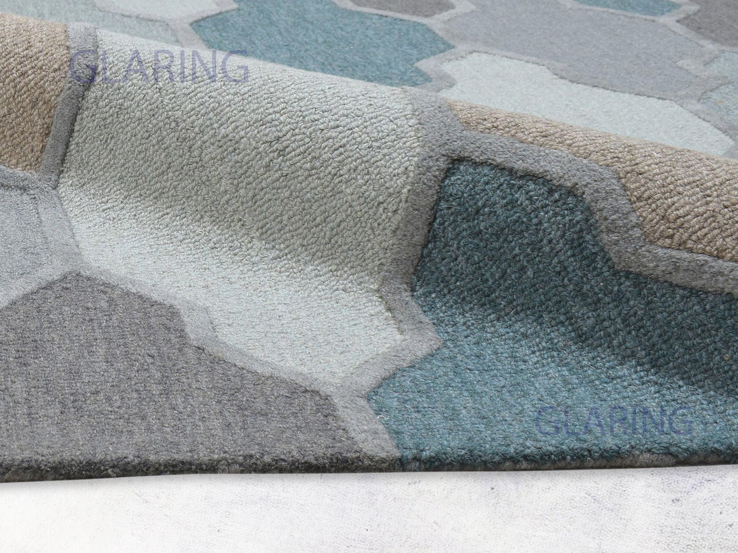 Handmade Scandinavian Rug | Geometric Design in Grey, Blue & Brown