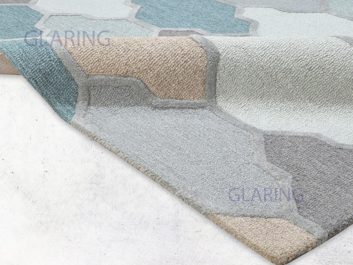 Handmade Scandinavian Rug | Geometric Design in Grey, Blue & Brown