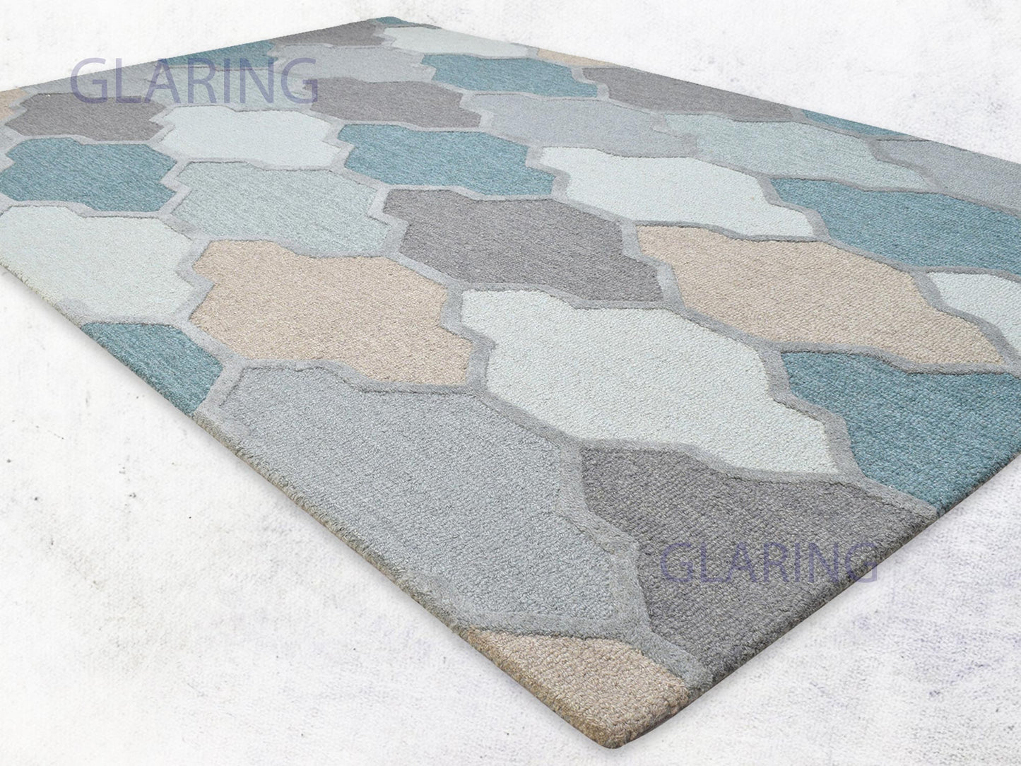 Handmade Scandinavian Rug | Geometric Design in Grey, Blue & Brown