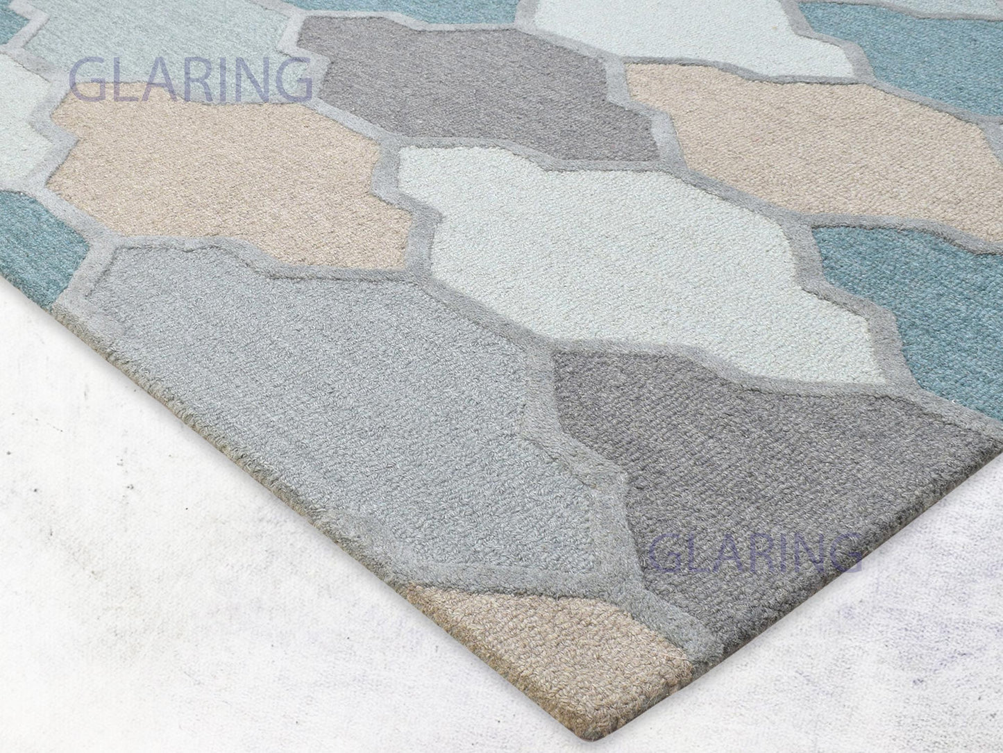 Handmade Scandinavian Rug | Geometric Design in Grey, Blue & Brown