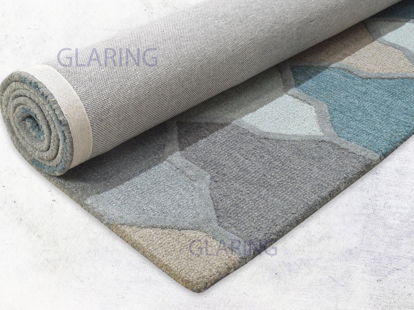 Handmade Scandinavian Rug | Geometric Design in Grey, Blue & Brown