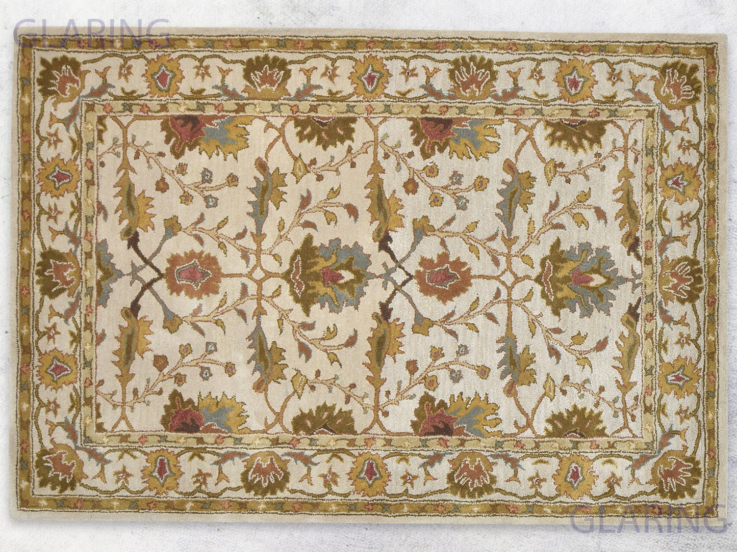 Handmade Kashan Rug | Oriental Design in Beige & Gold