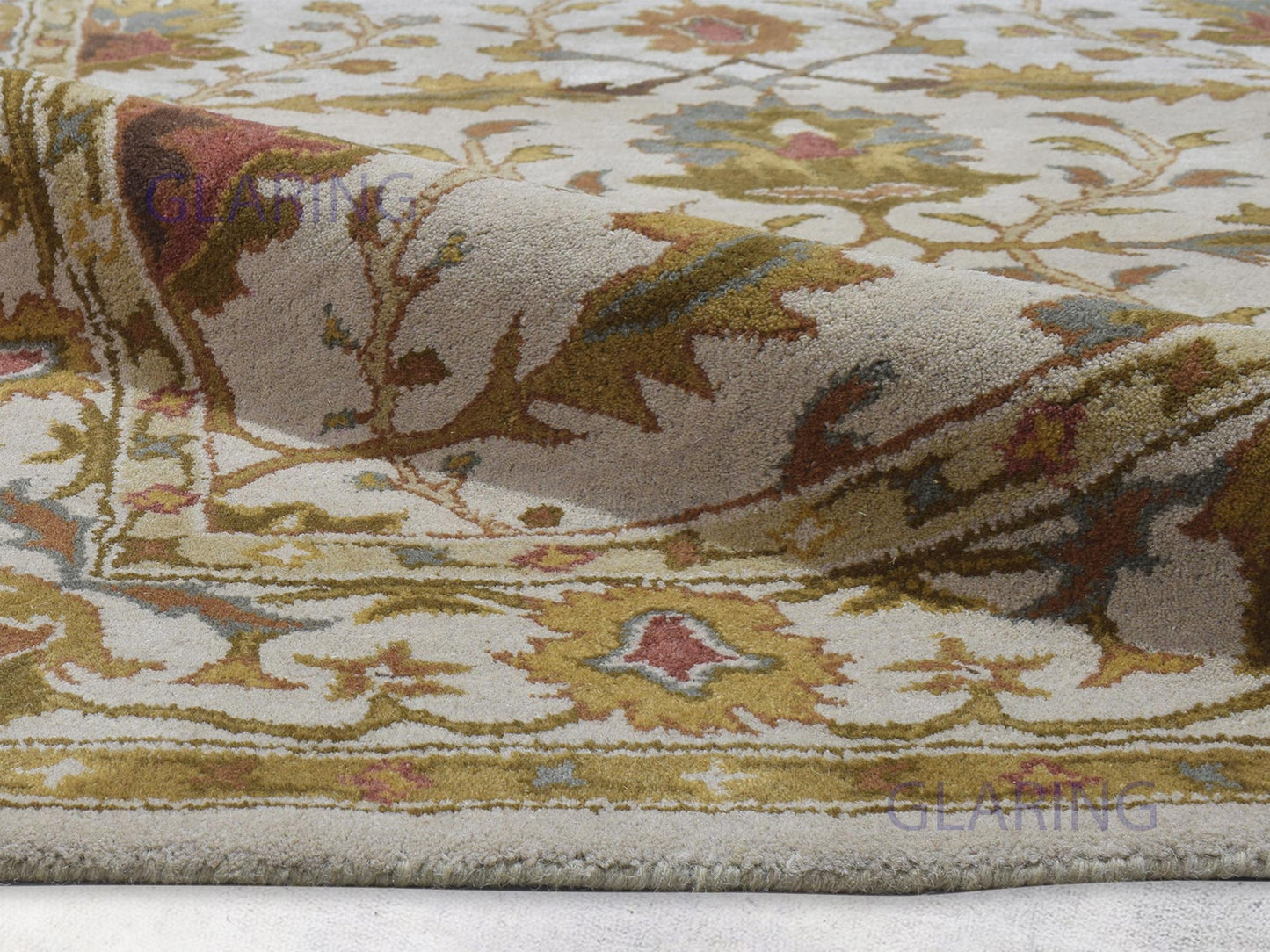 Handmade Kashan Rug | Oriental Design in Beige & Gold