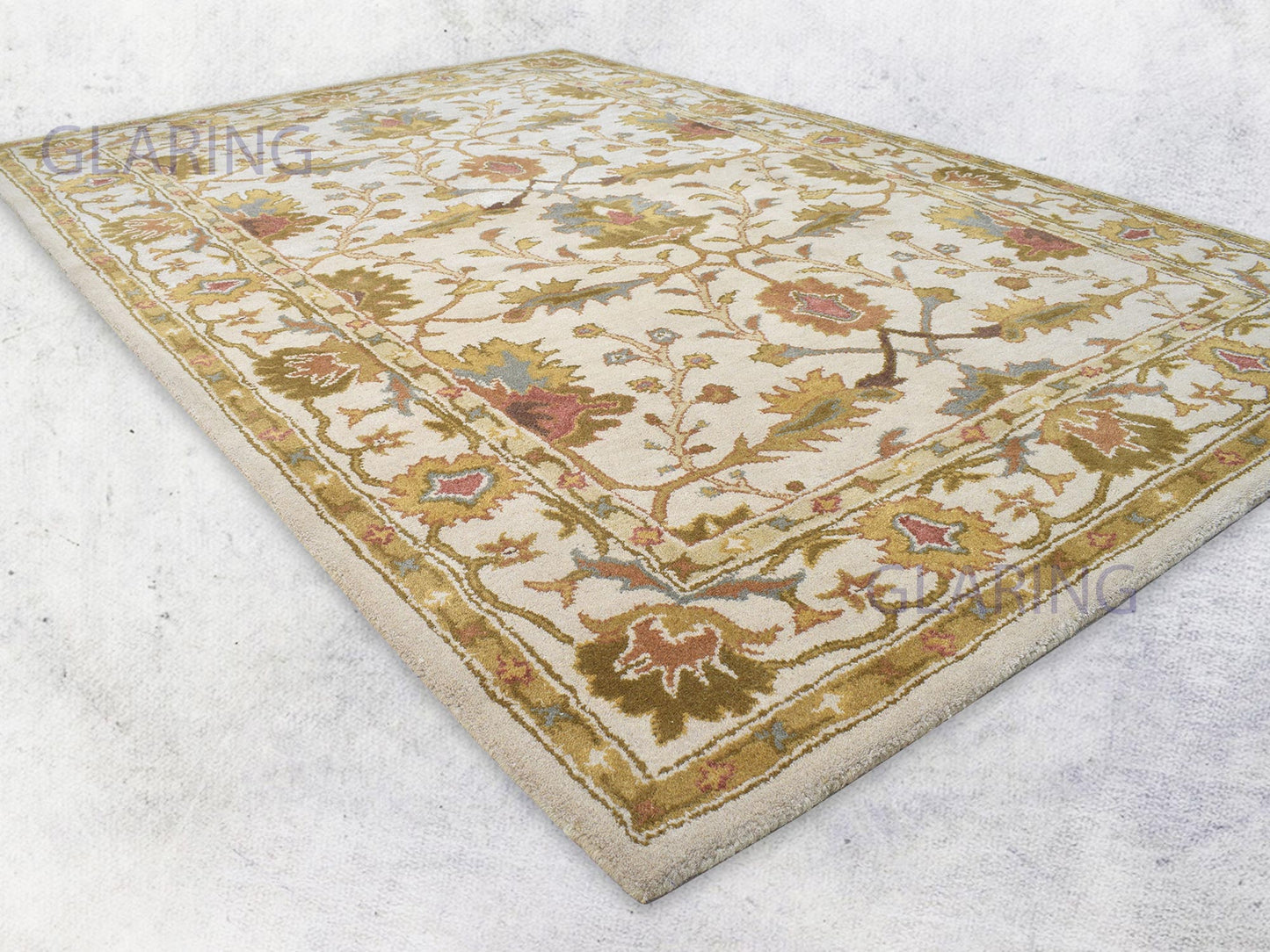 Handmade Kashan Rug | Oriental Design in Beige & Gold