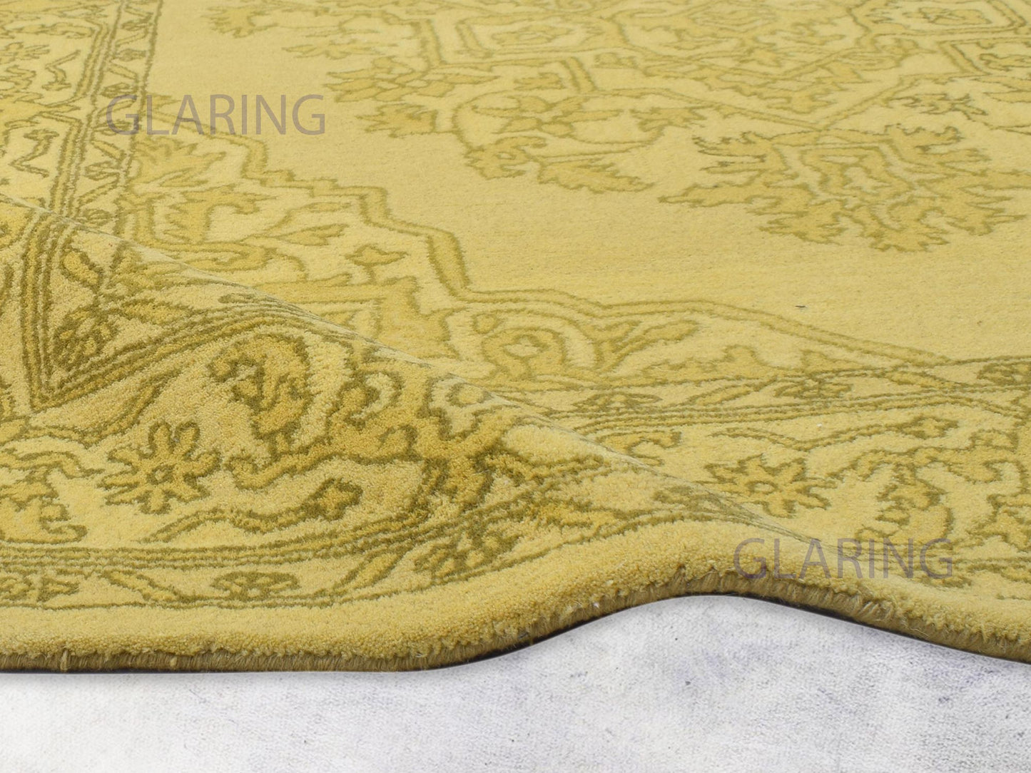 Handmade Heriz-Indian Rug | Oriental Design in Yellow & Olive