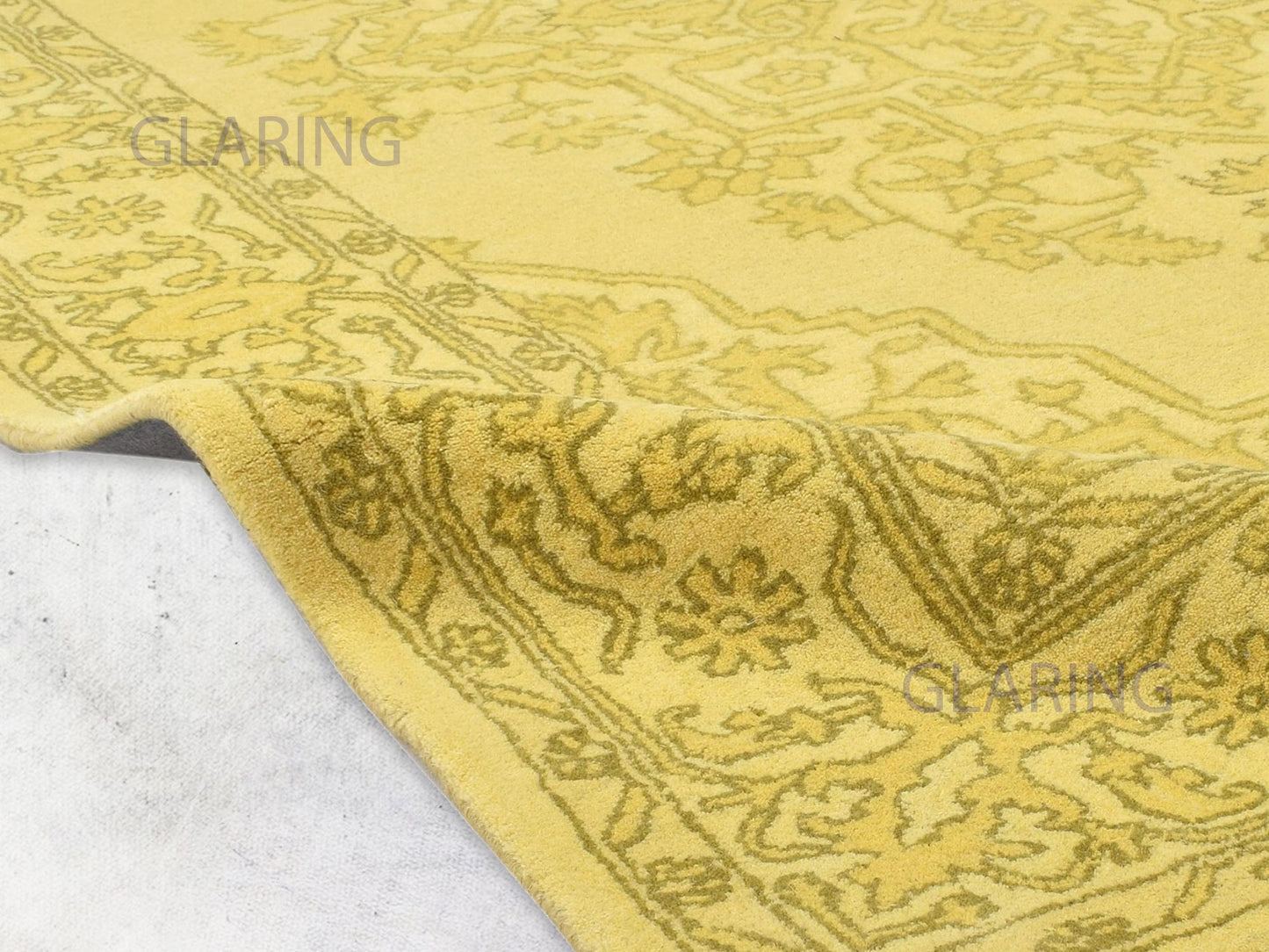 Handmade Heriz-Indian Rug | Oriental Design in Yellow & Olive