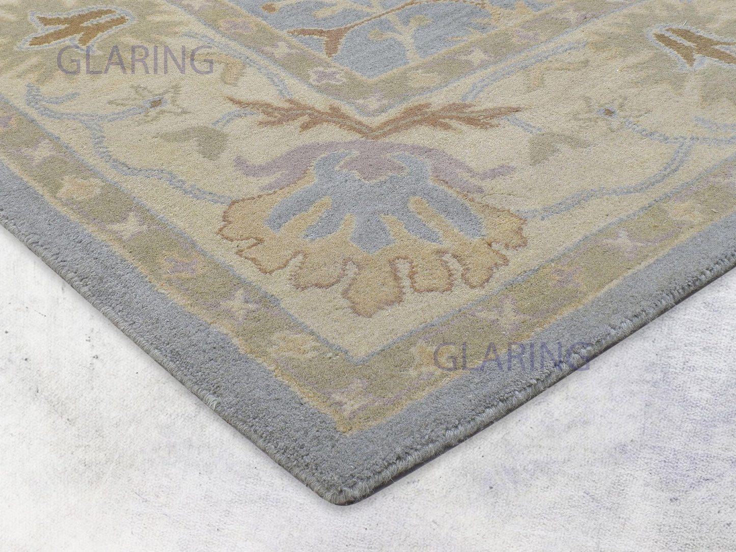 Handmade Oushak Rug | Oriental Design in Blue & Sage