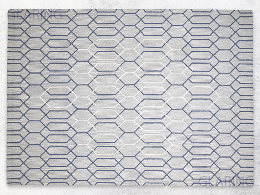 Handmade Moroccan Rug | Geometric Design in Grey & White