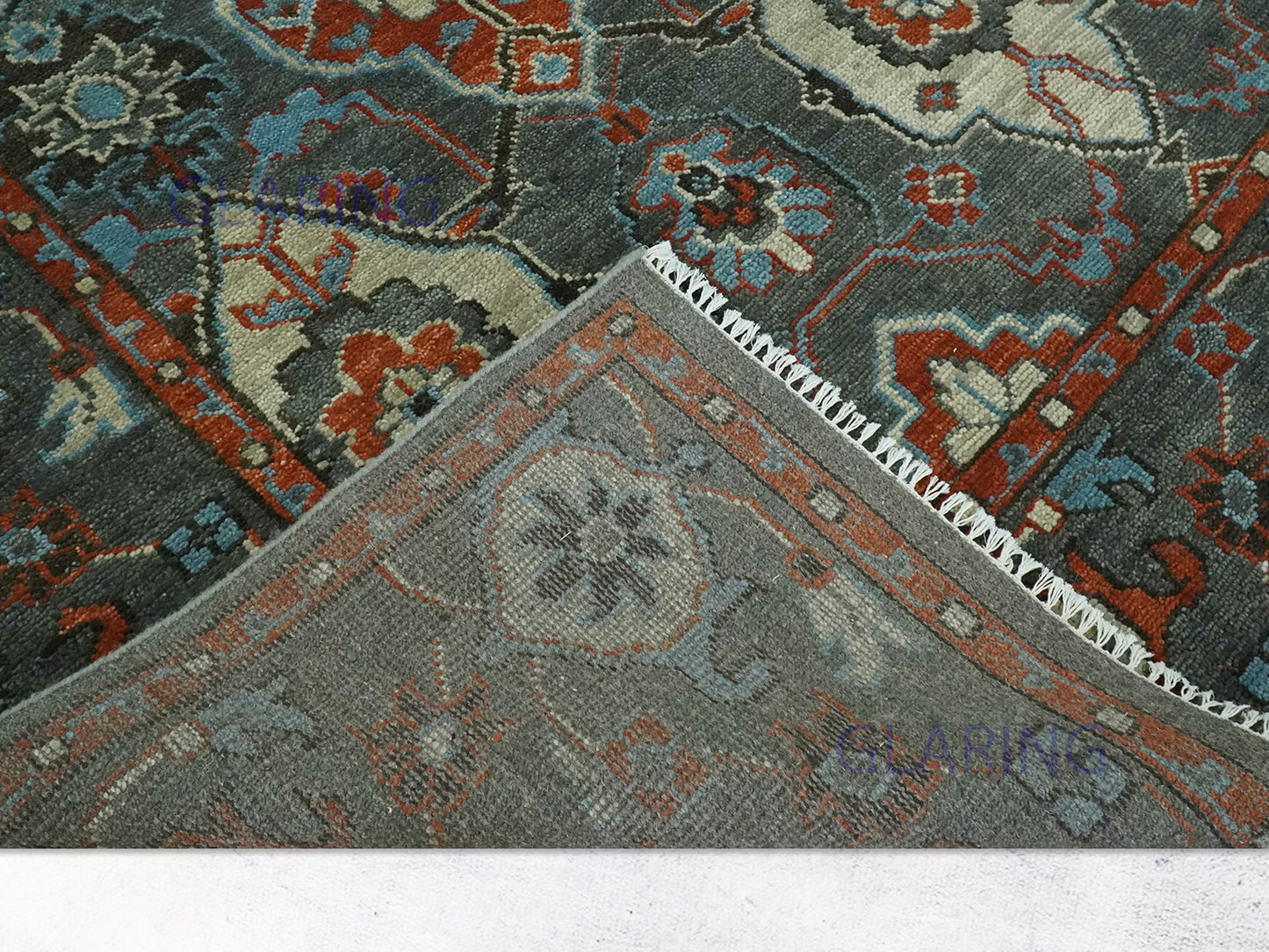 Hand-Knotted Traditional Rug | Oushak Design in Dark Grey