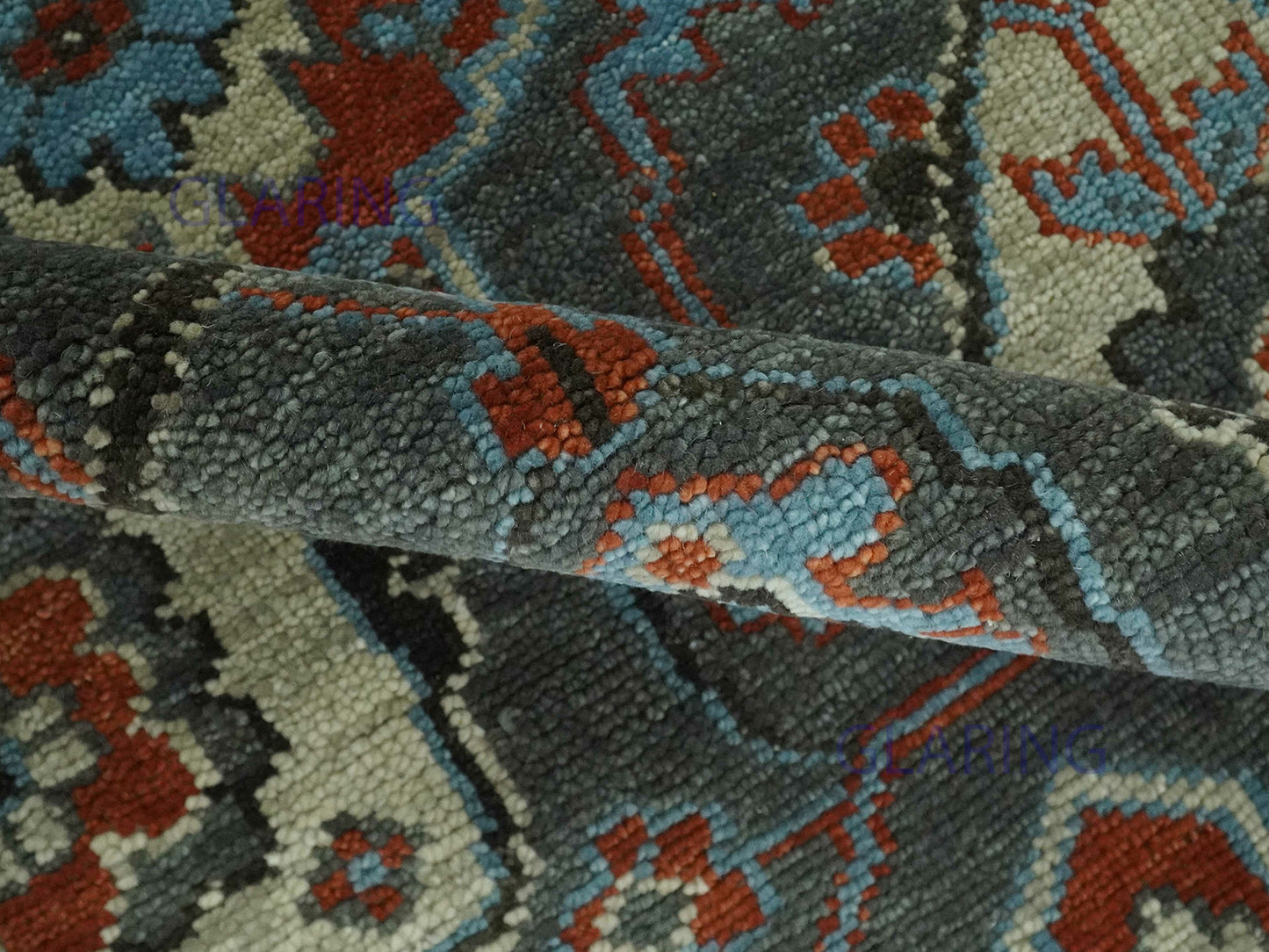 Hand-Knotted Traditional Rug | Oushak Design in Dark Grey