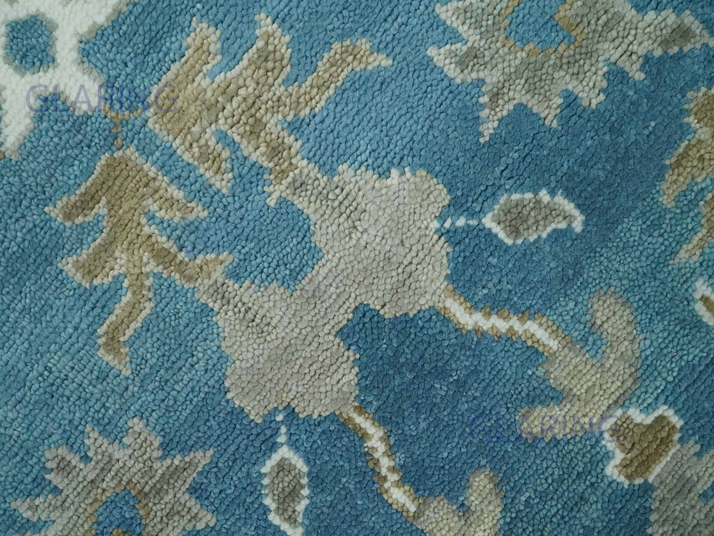 Hand-Knotted Traditional Rug | Oushak Design in Blue