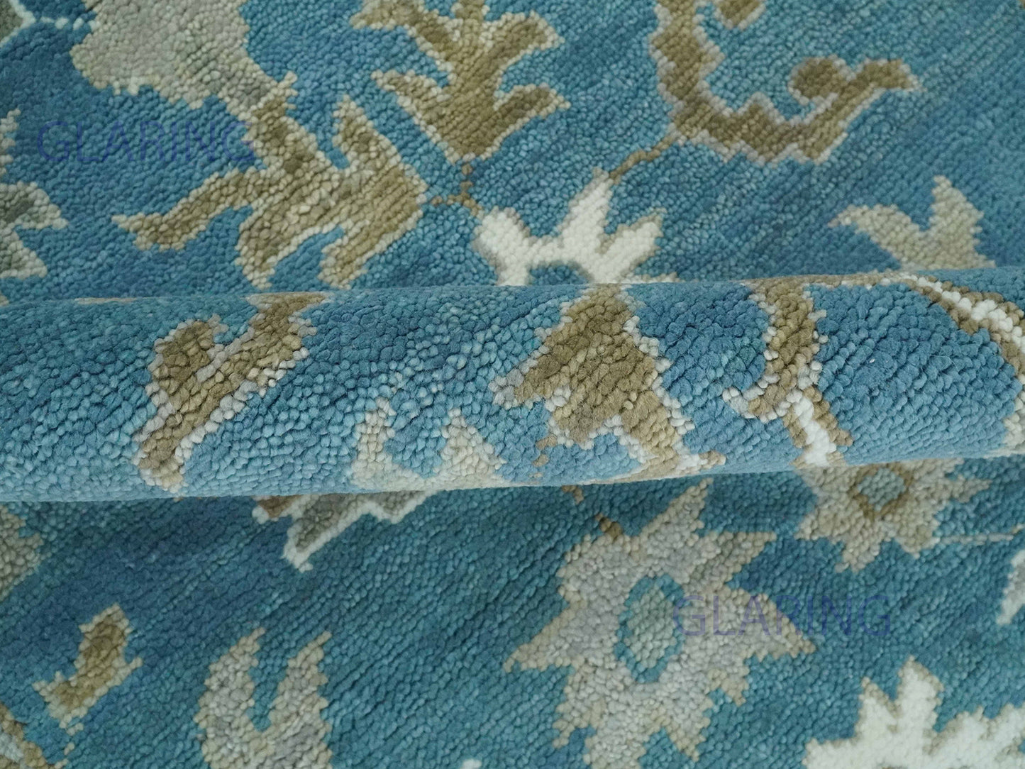 Hand-Knotted Traditional Rug | Oushak Design in Blue