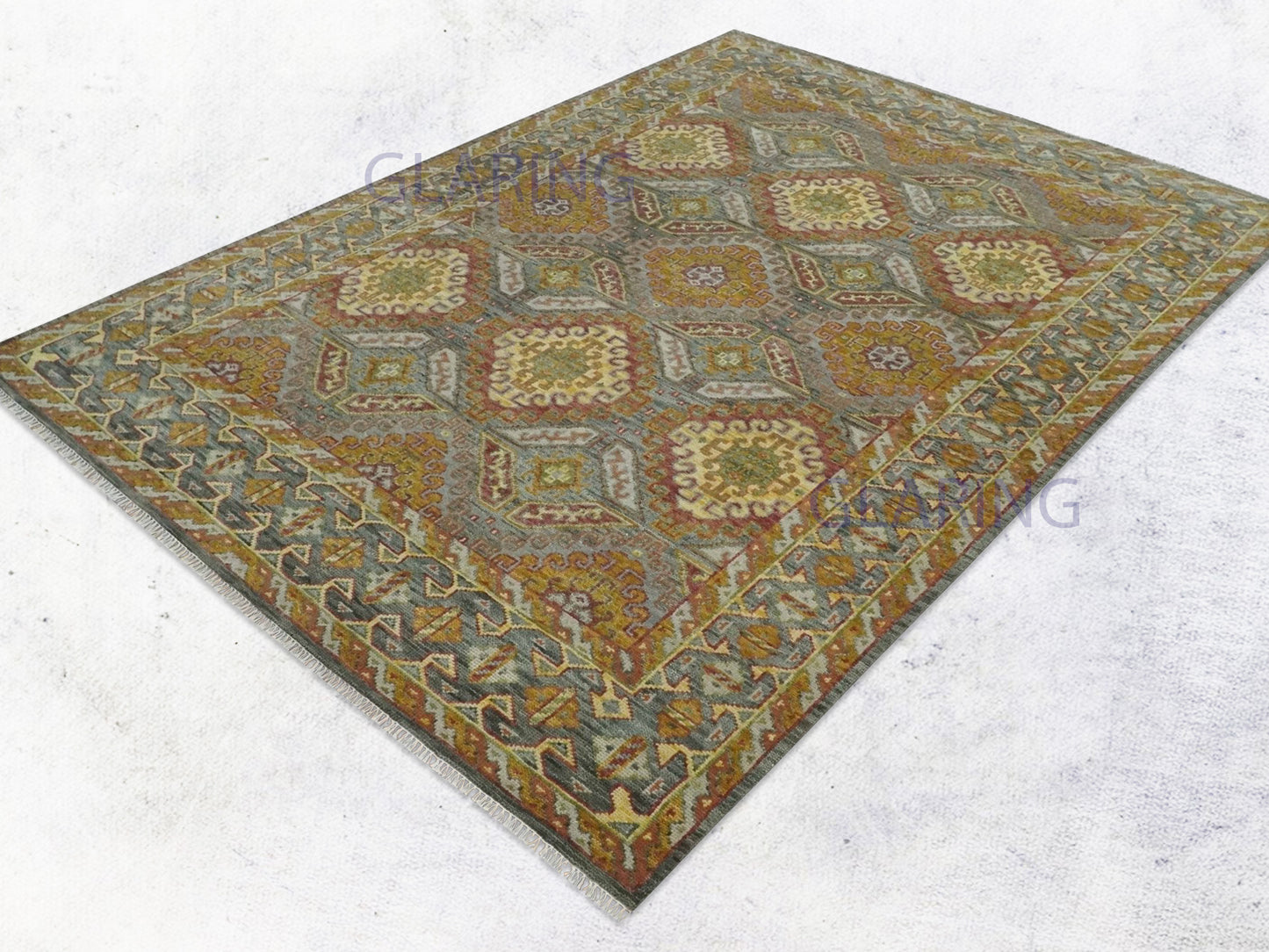 Hand-Knotted Traditional Rug | Oriental Design in Gold