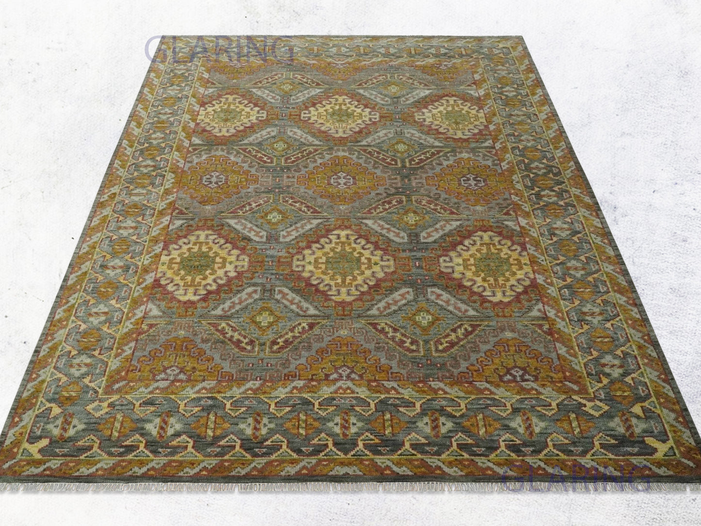 Hand-Knotted Traditional Rug | Oriental Design in Gold