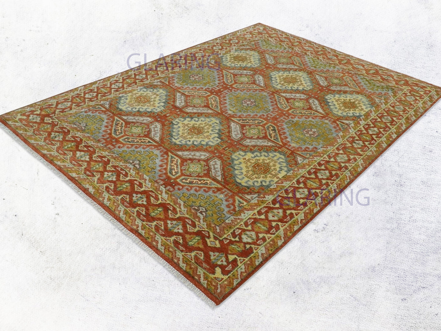 Hand-Knotted Traditional Rug | Oriental Design in Rust