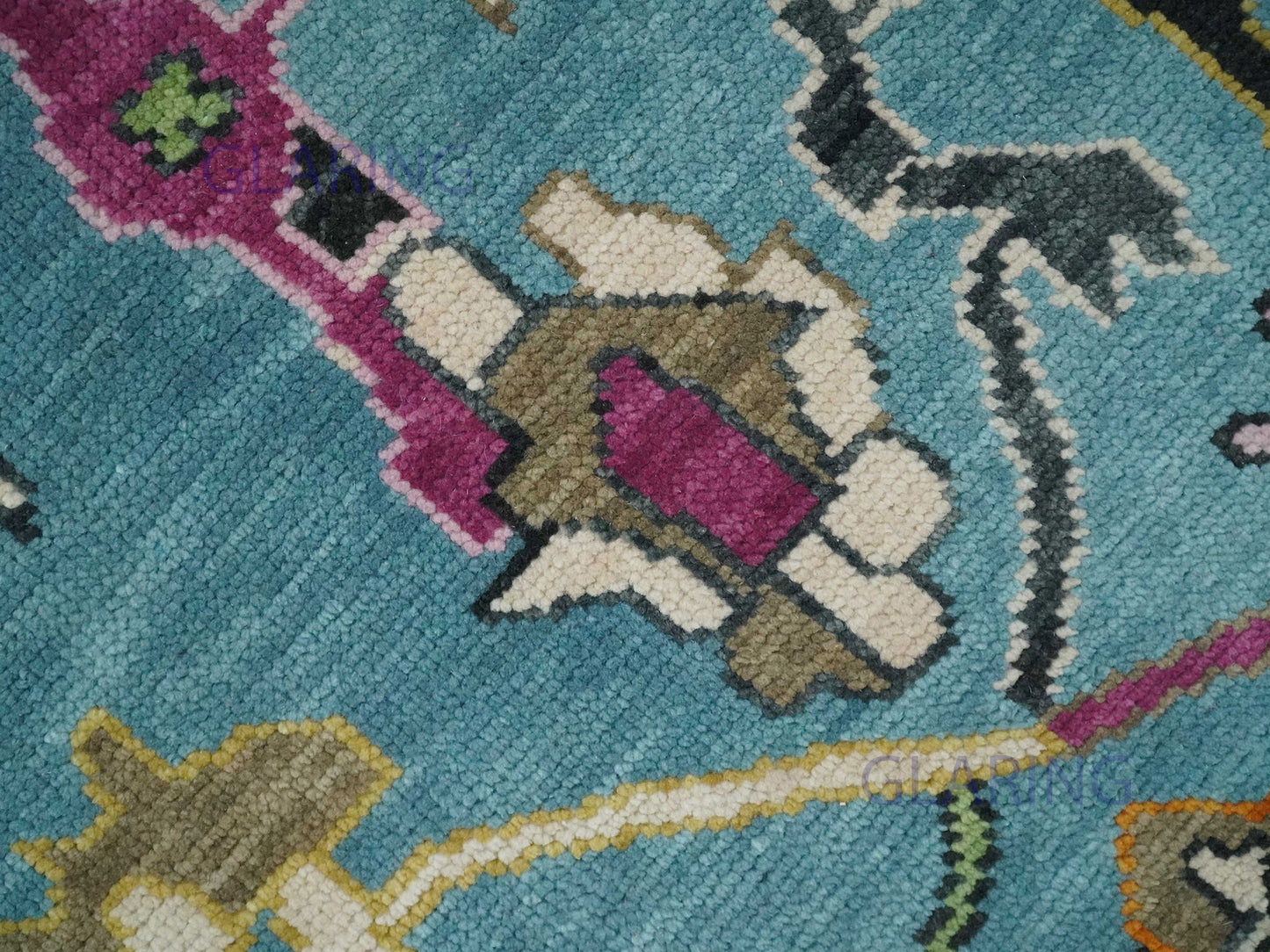 Hand-Knotted Traditional Rug | Oushak Design in Blue & Beige