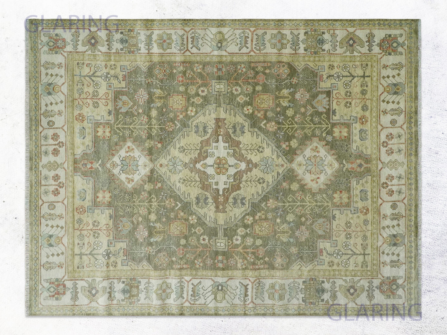Hand-Knotted Traditional Rug | Serapi Design in Green