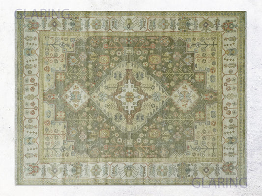 Hand-Knotted Traditional Rug | Serapi Design in Green