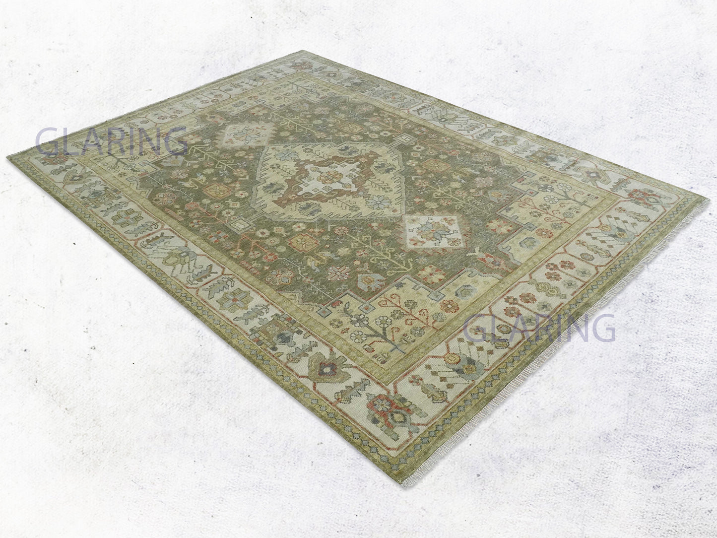 Hand-Knotted Traditional Rug | Serapi Design in Green