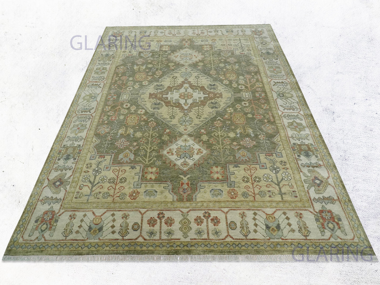 Hand-Knotted Traditional Rug | Serapi Design in Green