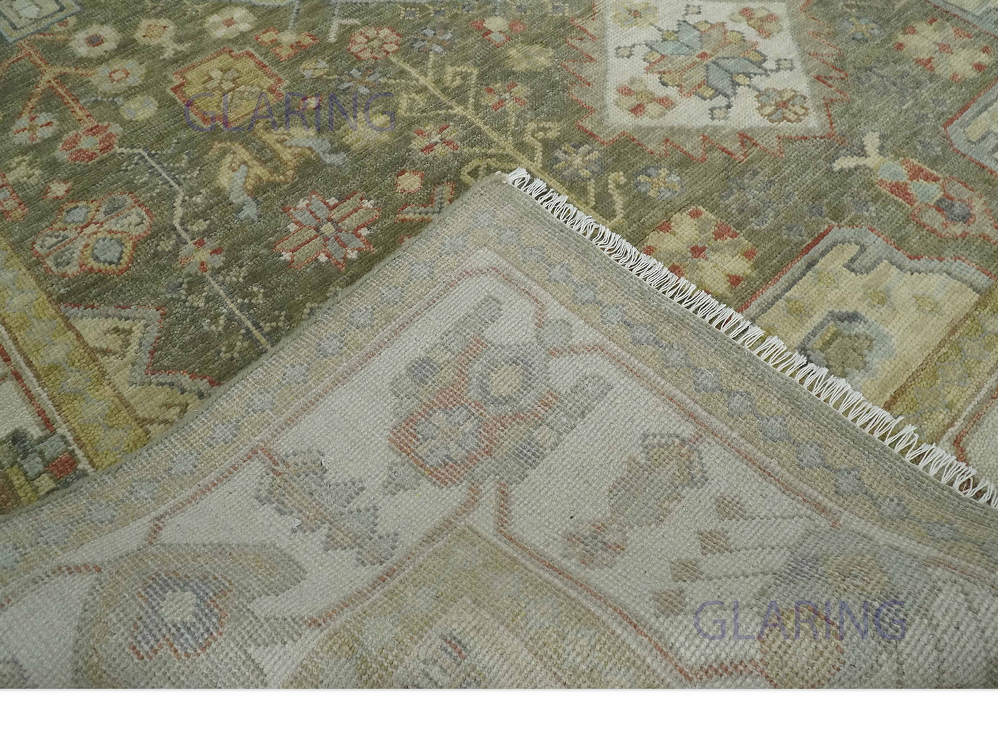 Hand-Knotted Traditional Rug | Serapi Design in Green