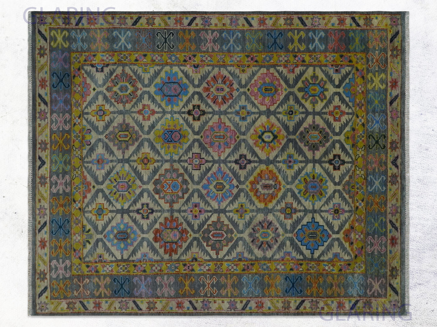 Hand-Knotted Traditional Rug | Oriental Design in Grey & Gold