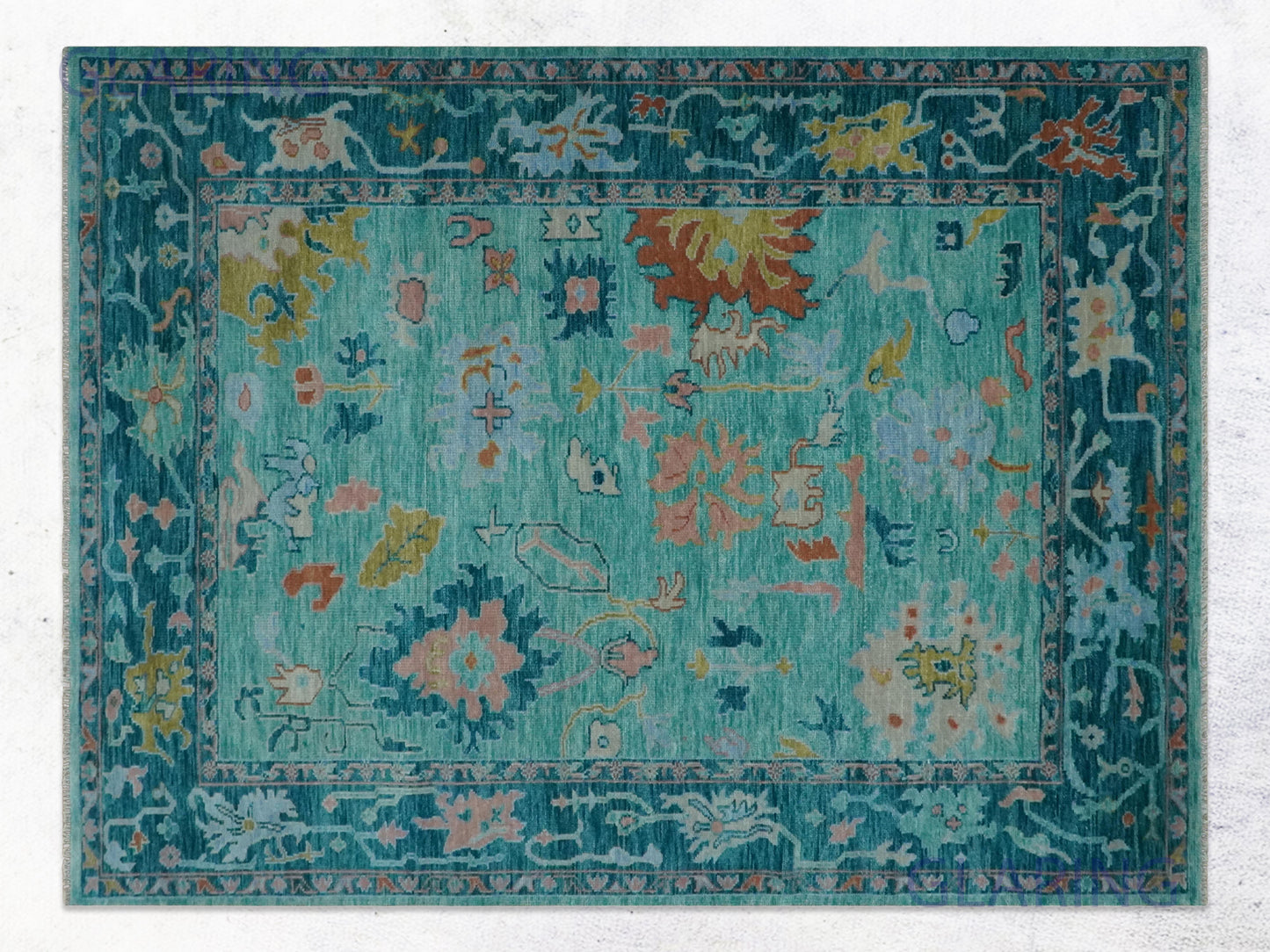 Hand-Knotted Traditional Rug | Floral Design in Blue