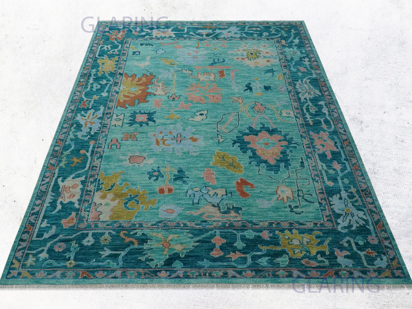 Hand-Knotted Traditional Rug | Floral Design in Blue