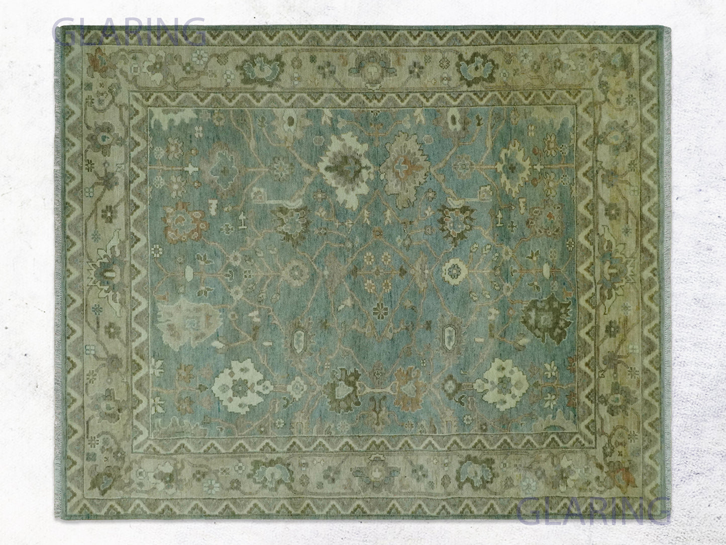 Hand-Knotted Traditional Rug | Oushak Design in Grey