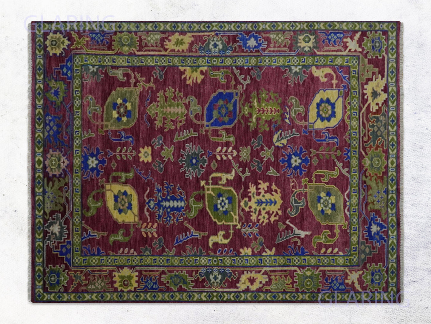 Hand-Knotted Traditional Rug | Oushak Design in Red