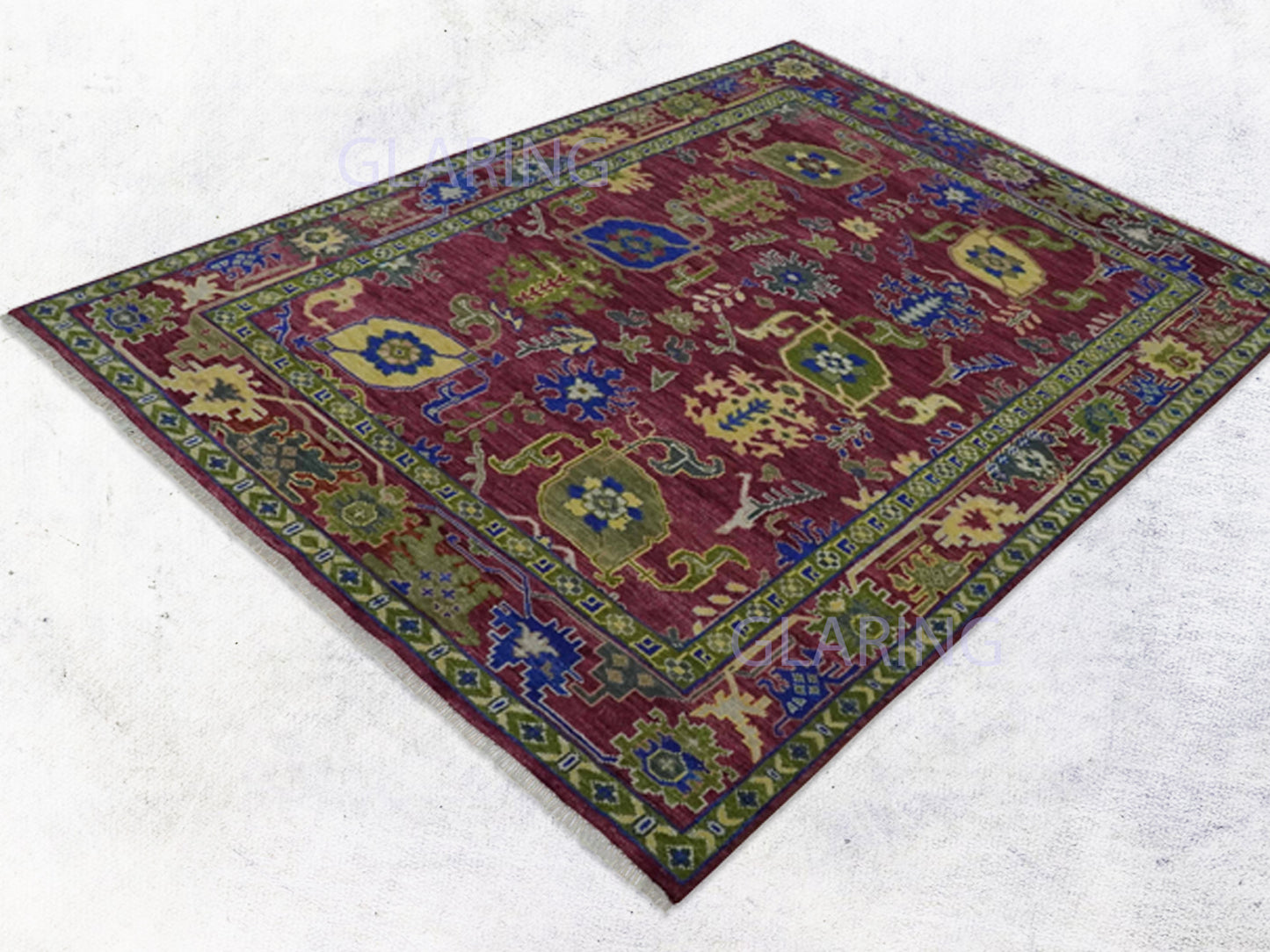 Hand-Knotted Traditional Rug | Oushak Design in Red