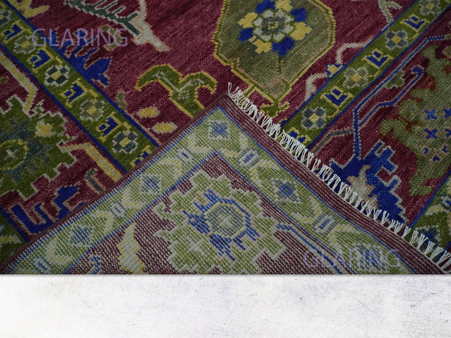 Hand-Knotted Traditional Rug | Oushak Design in Red