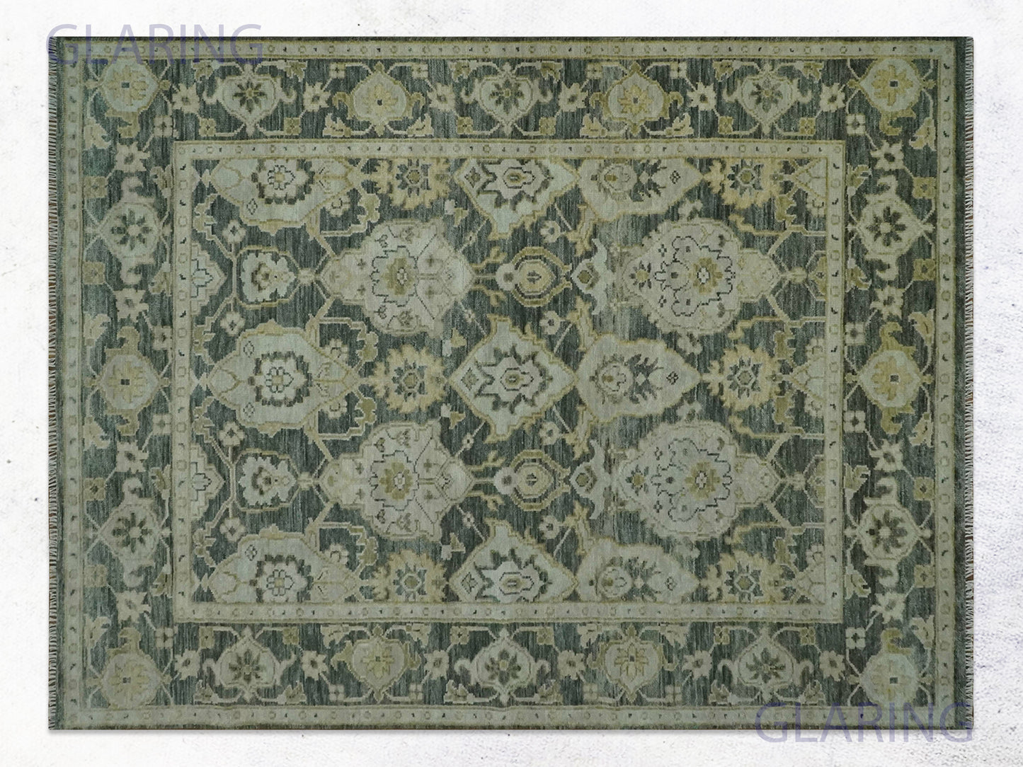 Hand-Knotted Traditional Rug | Oushak Design in Grey & Beige