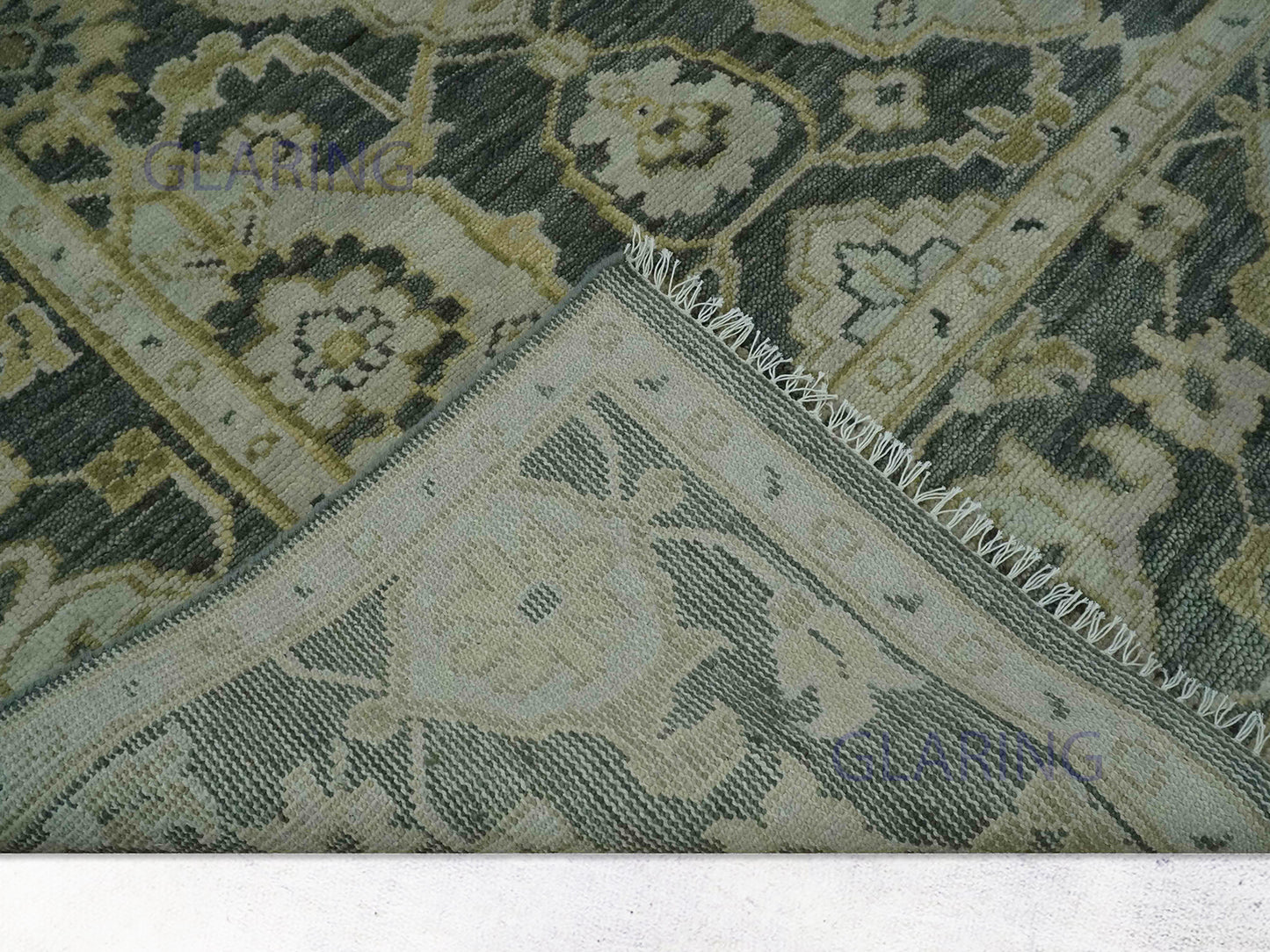 Hand-Knotted Traditional Rug | Oushak Design in Grey & Beige