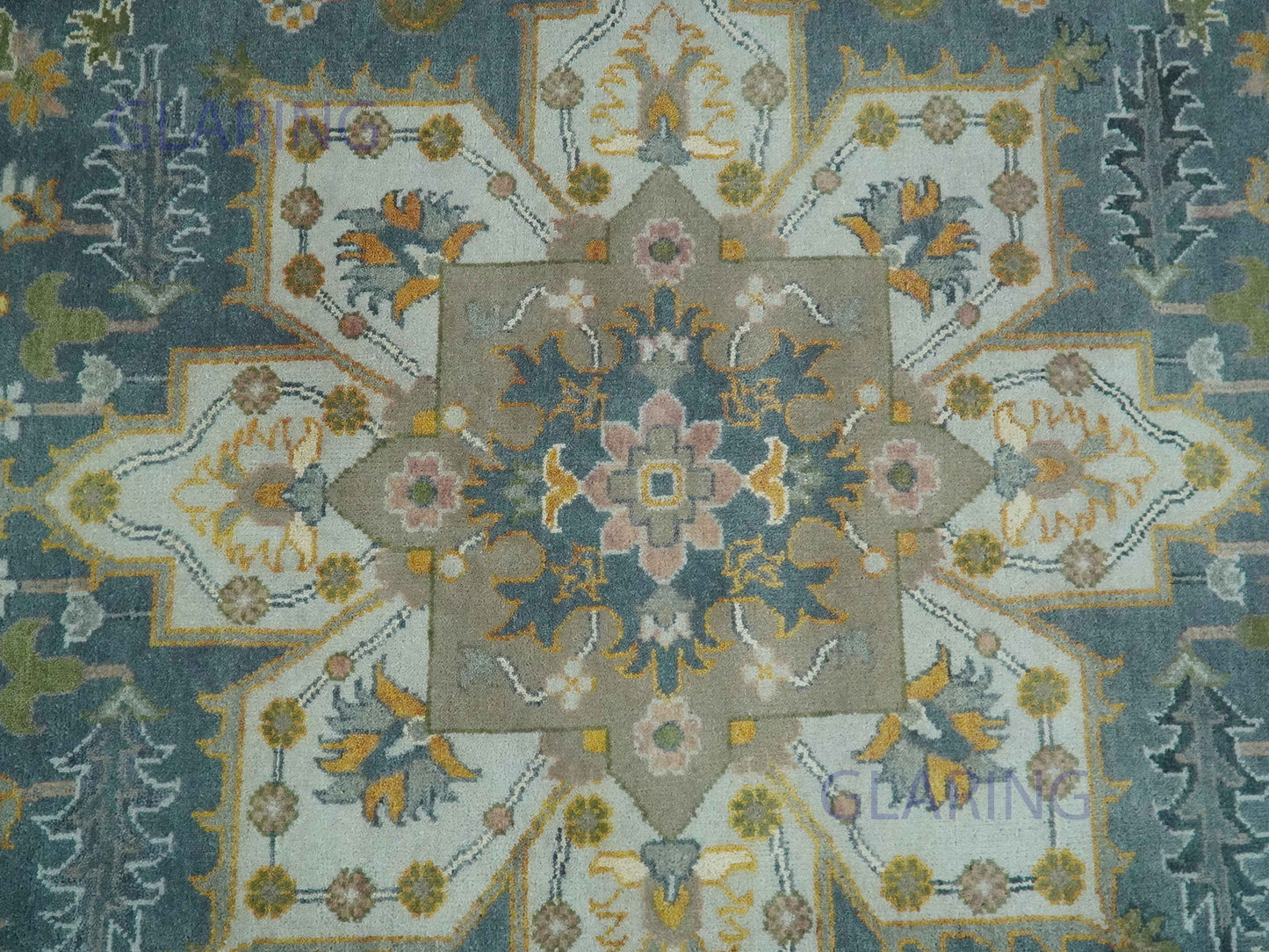 Hand-Knotted Traditional Rug | Heriz Design in Teal Blue