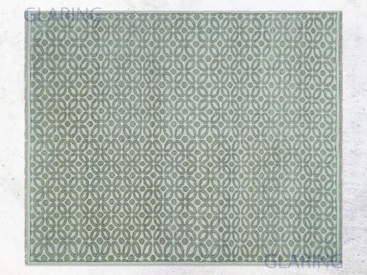 Hand-Knotted Modern Rug | Geometric Design in Ivory & Grey