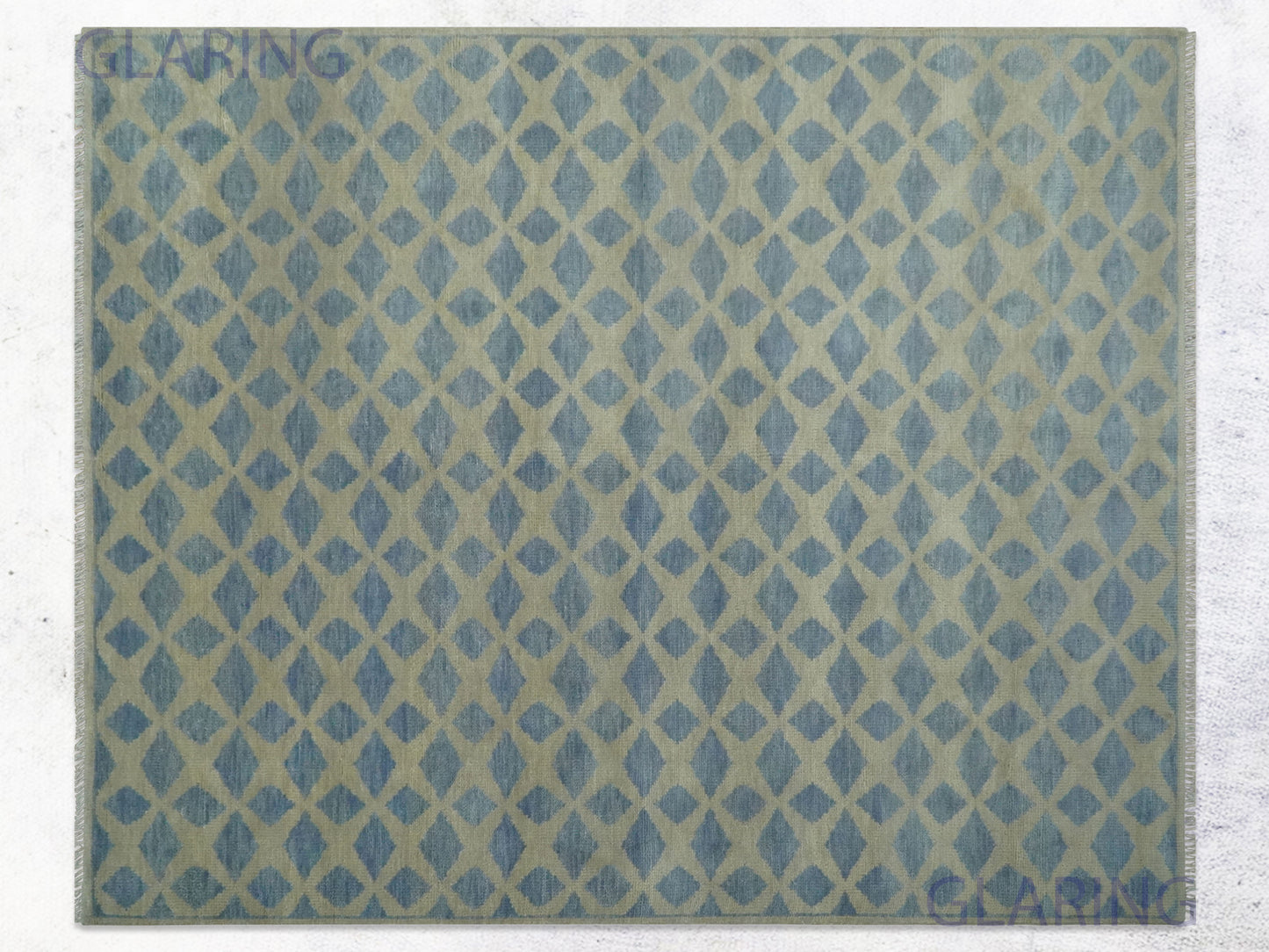 Hand-Knotted Modern Rug | Geometric Diamond Design in Grey & Beige