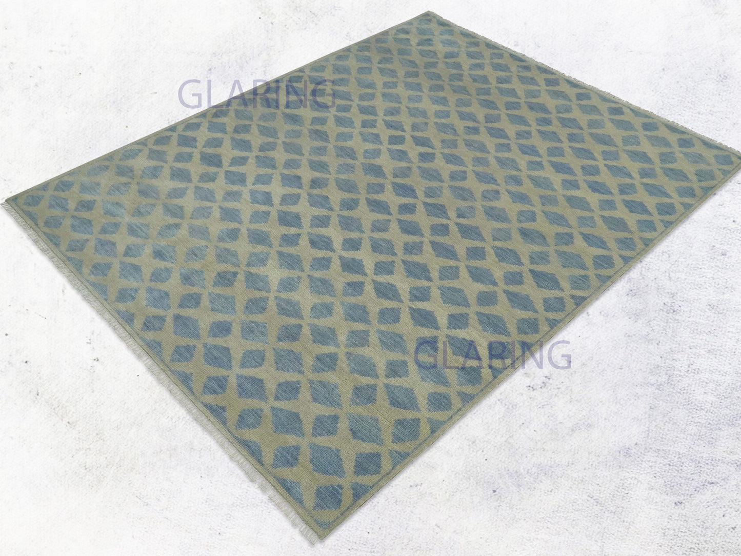Hand-Knotted Modern Rug | Geometric Diamond Design in Grey & Beige