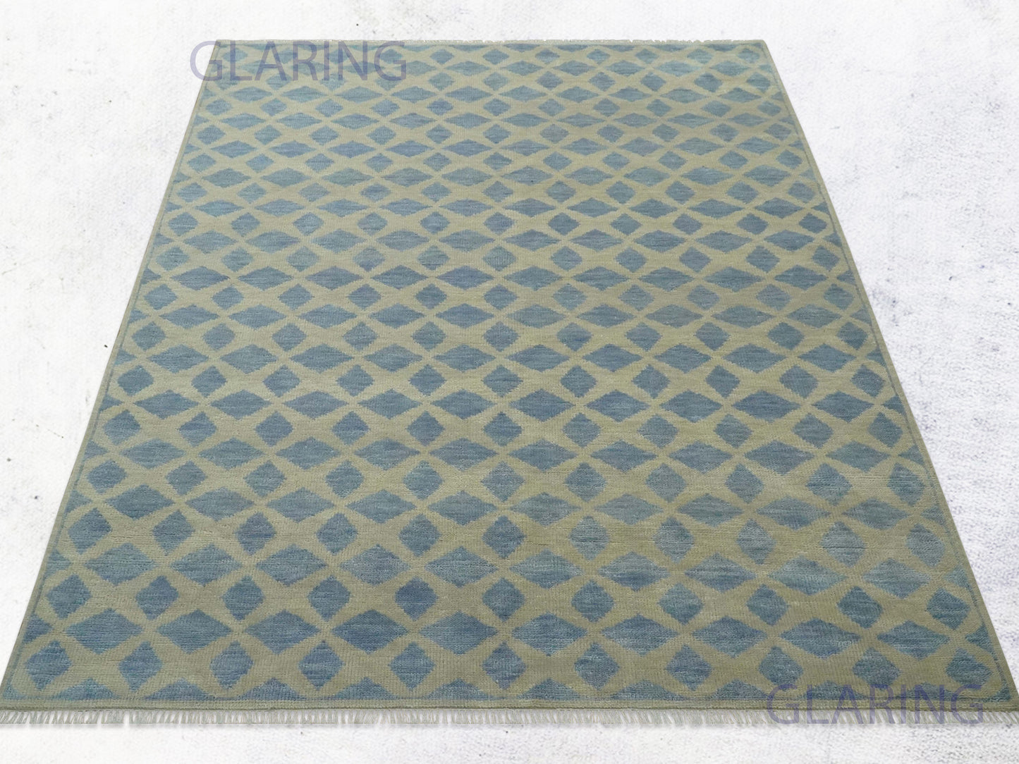 Hand-Knotted Modern Rug | Geometric Diamond Design in Grey & Beige