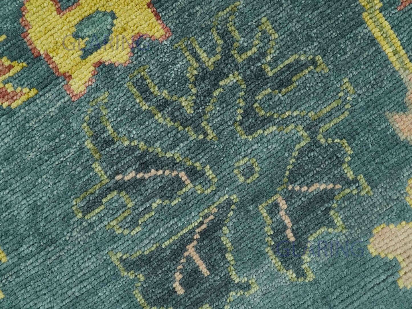 Hand-Knotted Traditional Rug | Oushak Design in Teal Blue