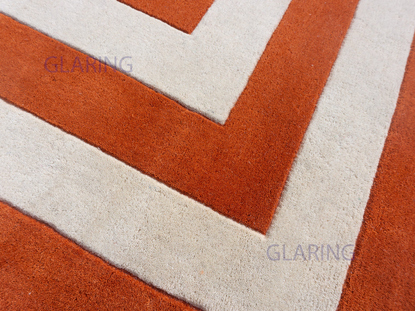 Handmade Modern Rug | Border Design in Orange & Ivory
